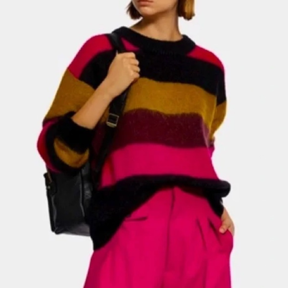 A.L.C. Waverly Color-Block Striped Oversized Mohair Sweater- SZ S